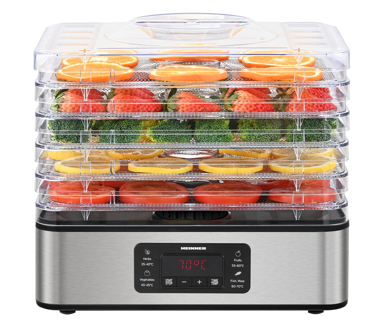 Deshidrator fructe si legume Drymaster Pro, Heinner, 320-380W, plastic/inox, argintiu/transparent - imagine 5